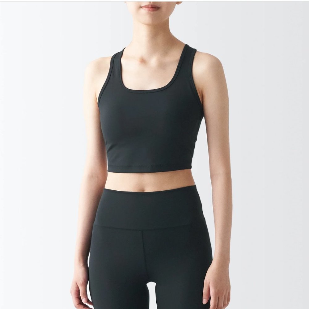 Muji Women's Black Quick Dry Racerback Bralette Bra Size Medium